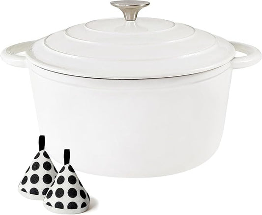 4.5 QT Enameled Cast Iron Dutch Oven with Self-Basting Lid, Heavy Duty Soup Pot for Tender Stews, Slow Cooking, Roasts & Bread Baking, Moisture-Locking, Smooth Easy-Clean Enamel Interior, Oven Safe 500°F