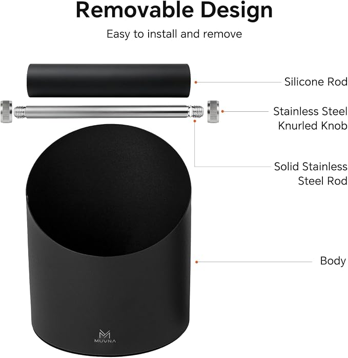 Espresso Knock Box Large Capacity - 15 Pucks Coffee Knock Box with Barista Towels, Removable Knock Bar & Non-Slip Base, Anti-Splash Steel Coffee Puck Bin for Home, Espresso Accessories, Black