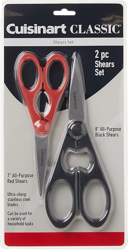 Cuisinart 2 Piece Shears Set, 8"/7", Black/Red