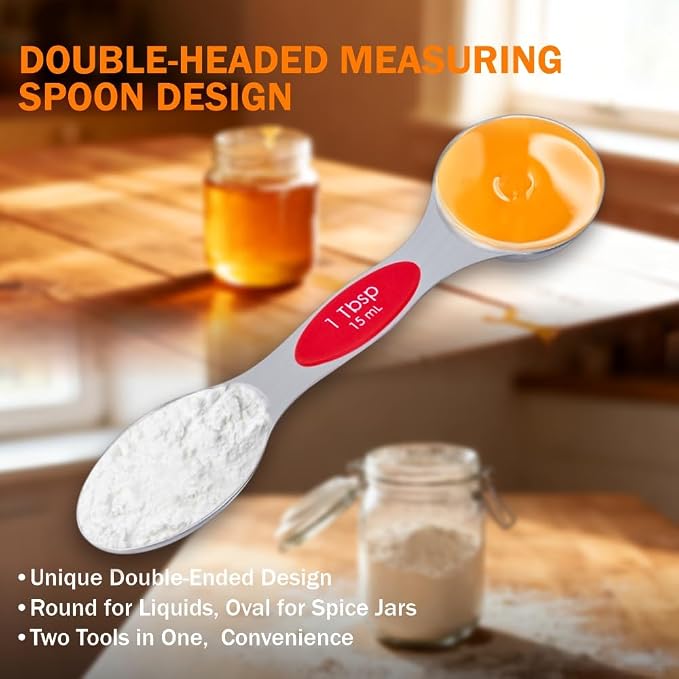 XSNBRD 13-Piece Magnetic Measuring Cups & Spoons Set | Stainless steel with silicone handles. Magnetic nesting for compact storage. Ideal for baking and cooking. Multicolor set.
