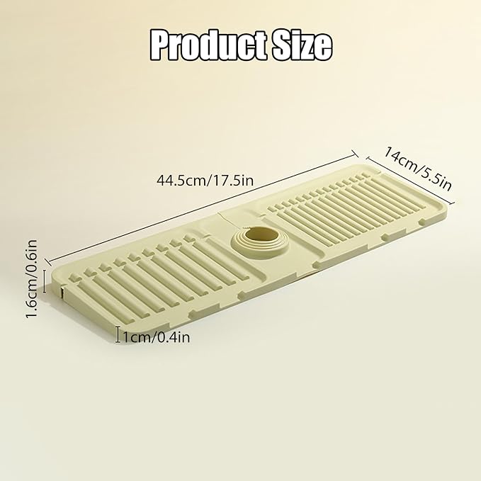 Swicado Faucet Mat for Kitchen Sink - 2024 Upgraded Premium Silicone Splash Guard with Fast Drying Properties - Protective Sink Tray Ideal for Stone Sinks in Kitchen & Bathroom (1, Gray)