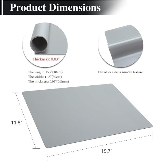Silicone Mats, 2Pcs 15.7"x 11.8"x 0.03" Grey Silicone Table Mats | for Craft, Kitchen Counter, Jewelry