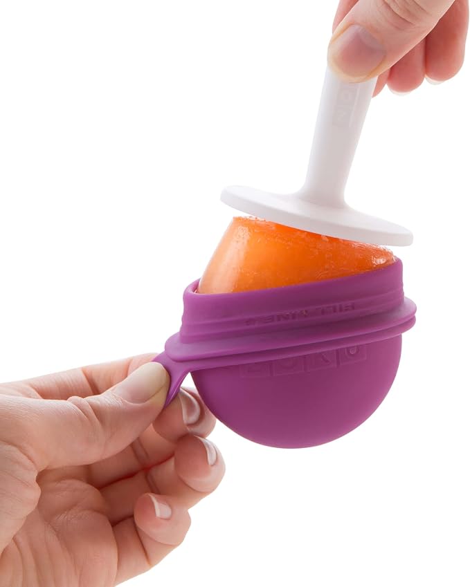 ZOKU Round Pop Molds - 4 Silicone Popsicle Molds with Reusable Sticks and Drip Guards, Easy-Release, BPA-Free