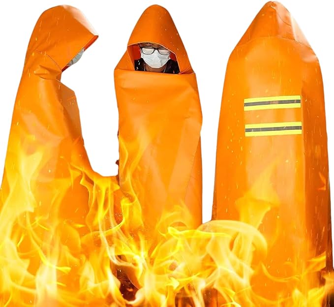 Fire Escape Cloak, Extra Big, Emergency Used as A Fire Blanket, for Home | Fireproof Cloak,Fire Escape for Household Office,Head Protect, Reused No Expire,Easy Use for Everyone,Versatile Usage 63*56in