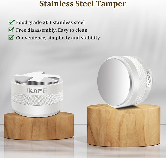 IKAPE Coffee Products, 49MM Coffee Distributor & Hand Tamper, Adjustable Depth Espresso Distributor Fits All 49mm Espresso Portafilter
