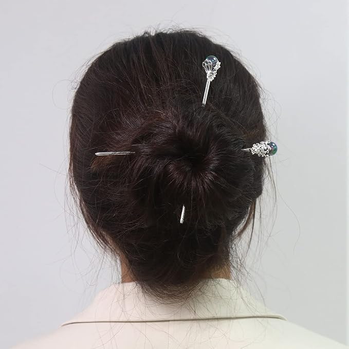 1 Pack Chinese Hair Stick for Long hair Metal Hair Pins 6" for Buns Vintage Hair Sticks for Women Daily Party