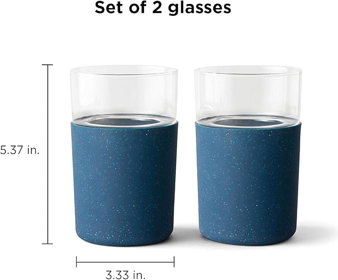Rabbit R5-21308 Freezable Glasses, Set of 2, Speckled Navy,12 fl oz