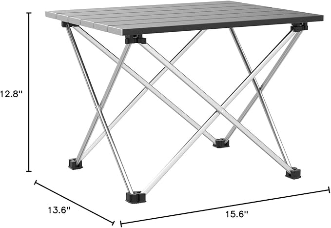 Grope Portable Camping Table,Aluminum Folding Beach Table (Black-S) | Portable & Easy to Carry, With Carry Bag for Camping, Prefect for Outdoor, Picnic, BBQ, Cooking, Festival, Beach, Home Use