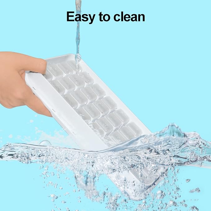 Ice Cube Trays for Freezer With Bin, Scoop, and Press Plate - 2 Tiers, Lid Included