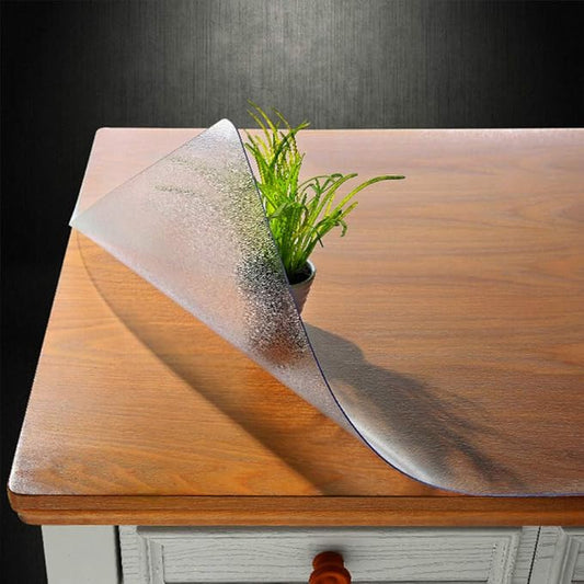 NECAUX Custom 36 x 71 Inch Frosted Table Cover Protector, 1.5mm Thick Wood Grain Transparent Tablecloth Plastic Protective Desk Pad for Dining Table, Meeting Table, Trainning Table, Conference Table