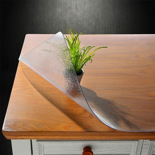 NECAUX Custom 46 x 87 Inch Frosted Table Cover Protector, 1.5mm Thick Wood Grain Transparent Table Pad Non-Slip Tablecloth Plastic Protective Pad for Dining Living Room Table Conference Table