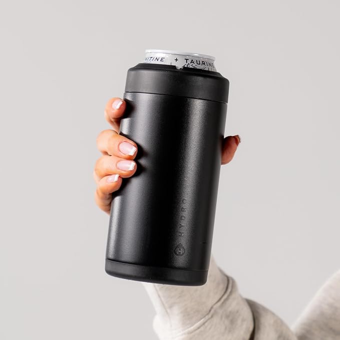 HydroJug Tall Can Cooler 16 oz, Stainless Steel Can Holder, Black