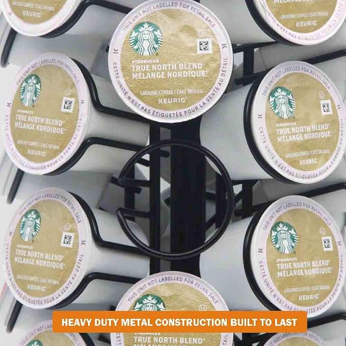K Cup Holder-Coffee Pod Holder Organizer for 40 K-Cup Pods with 360° Smooth Rotation and Heavy-Duty Base, Space-Saving Storage for Coffee Stations & Kitchen Countertops, No Assembly Required, Black