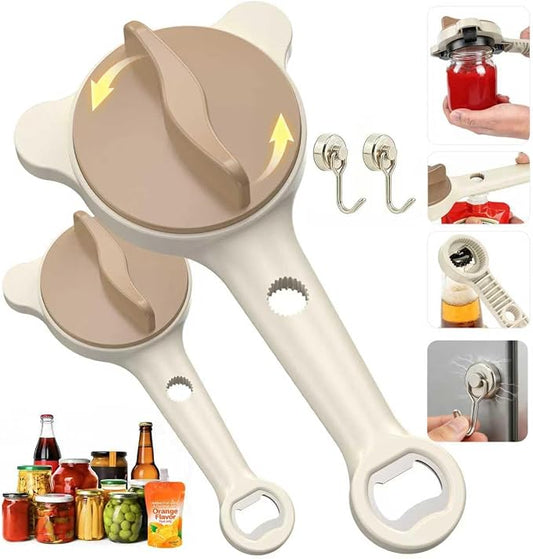 4-In-1Jar Opener,Jar Openers For Seniors,Adjustable Jar Opener Fits 1-3.5 Inch Bottle Caps,Perfect or Arthritis and WeakHands,Works Beer,Sauces,Canned Goods(Included Magnetic Hook) 2Pack