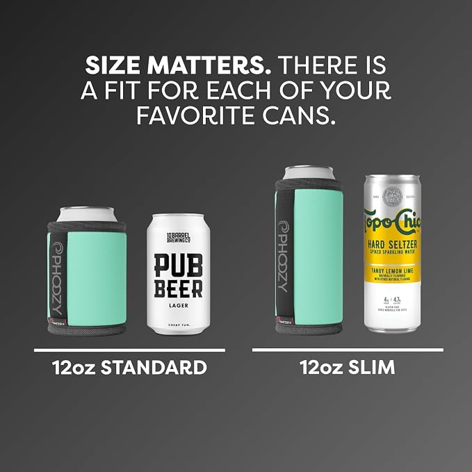 PHOOZY Insulated Can Cooler for 12 oz Cans - Patented Drink Sleeve with NASA-Inspired Technology - Keeps Beer, Soda & Sparkling Water Cold Longer - Lightweight Outdoor Can Holder - Mint