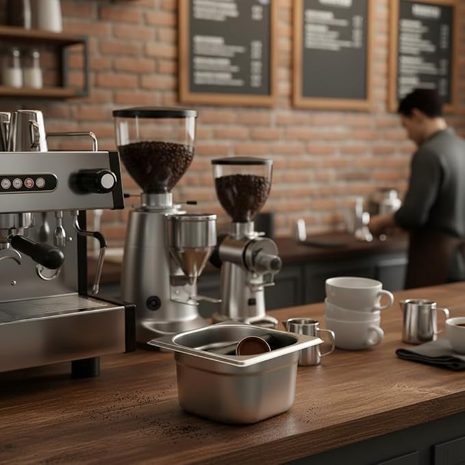 Coffee Knock Box,Espresso Dump Bin,Coffee Bin,Stainless Steel Espresso Knock Box Built-in Container for Ground 6.3 x 6.89 x 3.7 inch (Square) | Ailelan Coffee Knock Box,Espresso Dump Bin,Coffee Bin,Stainless Steel Espresso Knock Box,6.3 x 6.89 x 3.7in ...