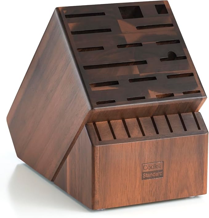 Cooks Standard Cutlery Block Holder without Knives, X-Large Universal Countertop Butcher Block Kitchen Knife Stand for Easy Kitchen Storage, Made of Natural Acacia Wood, 25 Slot