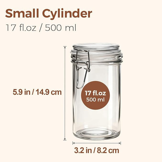 ComSaf Glass Jars with Airtight Lid Set of 6，Mason Jars 17 oz with Lids, Pint Jar, Canning Jar, Airtight Canister with Seal Wire Clip Fastening for Vanilla, Pickle, Cookie, Honey
