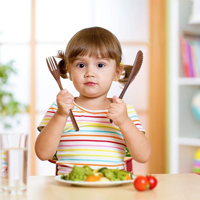 Wooden Spoon Fork Knife Eating Flatware Set Portable Utensil Set with Case, Reusable Wooden Cutlery Travel Utensils Set, 2 Spoons and 2 Forks and 2 Knives (Color 2)