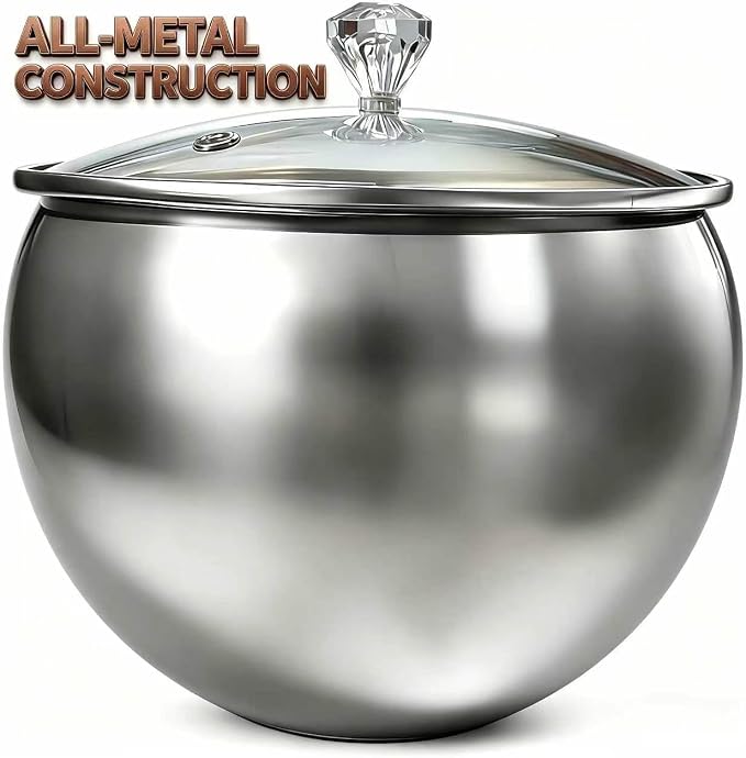Upgraded Stainless Steel Espresso Knock Box Coffee Knock Box with Glass Lid and Magnetic Removable Knock Bar, Holds 20Double Espresso pucks & Coffee Grounds (Silver)