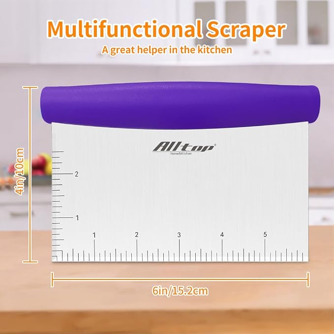 Stainless Steel Bench Scraper & Chopper (1, Purple)