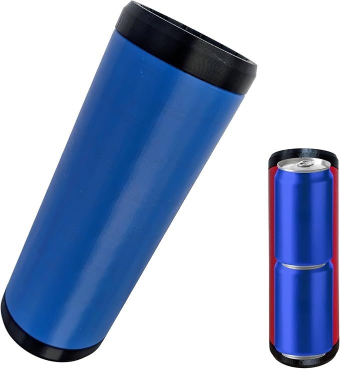 Beerzooka Double Tactical Reload Can Holder, Blue | Fits 2 Standard 12oz Cans, Made in USA, 3D-Printed Plastic, Black Rim Design, For Camping and Tailgating