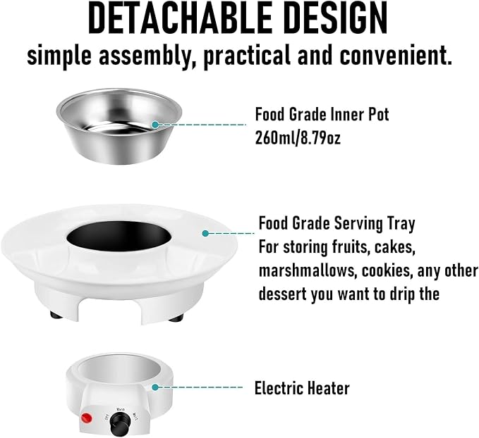 2 in 1 Electric Fondue Set & Smores Maker Tabletop Indoor Kit, Detachable Serving Trays, Smores Station Chocolate Melting Pot, Movie Night Supplies & Housewarming Gifts (US Plug)