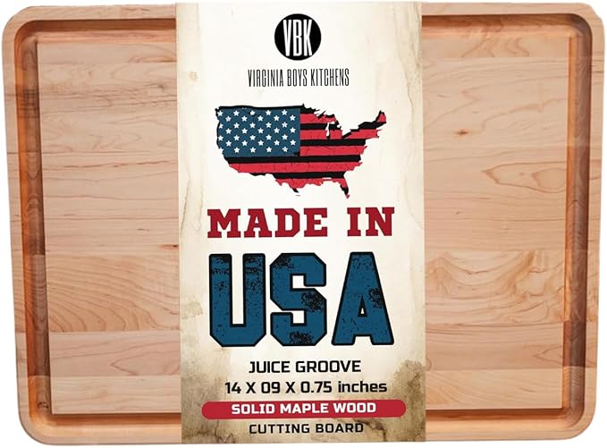 Maple Wood Cutting Board - Made in USA - Butcher Block Solid Wood by Virginia Boys Kitchens