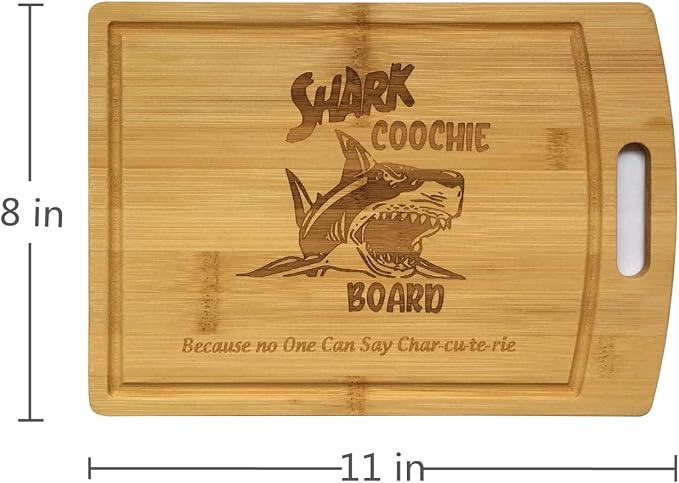 Shark Coochie Charcuterie Boards/Bamboo Cutting Board/With Juice Grooves/Laser Engraved Pattern/Charcuterie Board (11x8 in)
