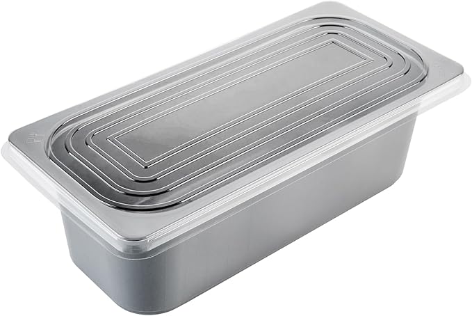 Restaurantware-RW Base 5 Quarts Ice Cream Containers, 100 Rectangle Disposable Containers - Durable, With Clear Lid, Black Plastic Box, For Ice Creams, For Cafes