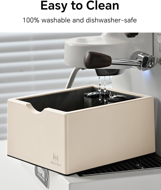Espresso Knock Box, Solid ABS Coffee Grounds Dump Bin, Anti-Slip Base Barista Accessory, Easy to Clean Compact Coffee Puck Container for Modern Home Kitchen, Beige