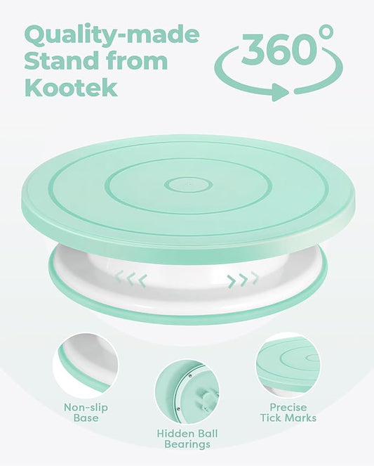 Kootek 158 Pcs Cake Decorating Kit with Cake Turntable, 64 Piping Tips Set, 50+2 Pastry Bags, Frosting Spatulas, Leveler, Scrapers, Fondant Molds, and More Baking Supplies Decorating Tools