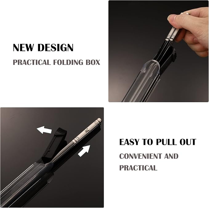 Stainless Steel Chopsticks with Case,Travel Chop Stick,1 Pair,Blue Eagle | Portable,Reusable,Metal,Titanium Plated,Come in a Set,Durable Case,Beginner friendly,for School,Home,Office,Bento Box