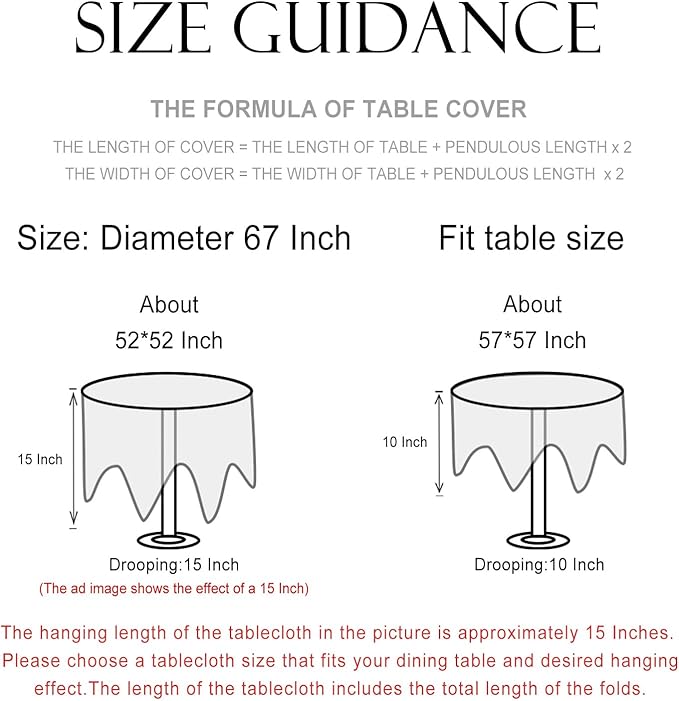 patdrea Designer Green Tablecloth for Round Table,Vintage Linen Leaves Pattern Table Cloth,Floral Cover Fall Decor for Kitchen Dining Christmas,Thanksgiving,Diameter 67"-Cecilia D