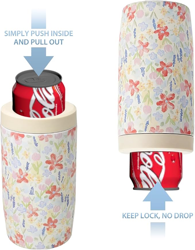 Morefeel 4-in-1 Insulated Can Cooler for 12 oz Cans & Bottles | 304 Stainless Steel Can Holder Fits 12 Oz Slim Cans, Standard Cans, Beer Bottles & Works as A Open Cup; Dishwasher Safe