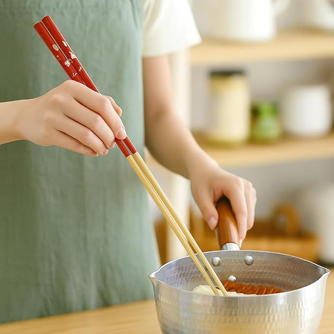 JapanBargain, 1 Pair Extra-Long Bamboo Cooking Chopsticks (Saibashi), Japanese Deep Fry Tempura Chop Sticks, Shabu-Shabu & Hot Pot, Reusable, Long-Reach Kitchen Utensils, 13-inch, Made in Japan