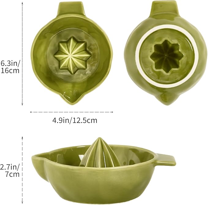 Ceramic Lemon Juicer Reamer Manual Citrus Lime Hand Squeezer Bowl Handheld | with Handle and Pour Spout, Easy to Use and Clean, Dishwasher Safe