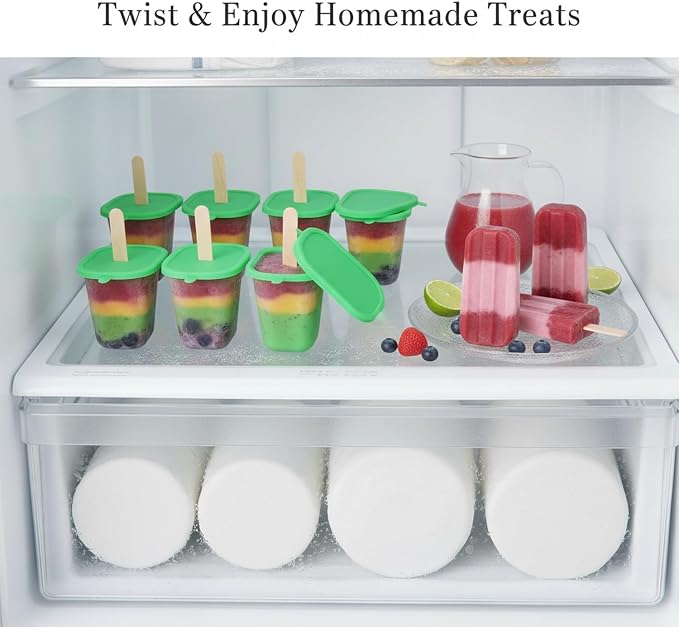 Easy-Release Homemade Popsicles with Silicone Mold, Lids & Sticks for Juice or Yogurt, 5 fl oz Capacity