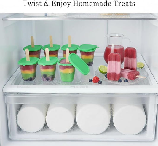 Easy-Release Homemade Popsicles with Silicone Mold, Lids & Sticks for Juice or Yogurt, 5 fl oz Capacity