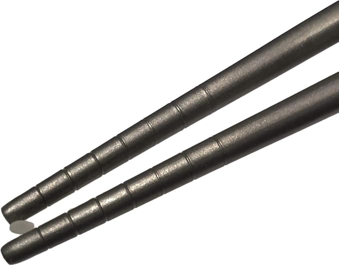 Valtcan Titanium Chopsticks 9 inch 27g Ultralight - Grooved Tips, Zero Metallic Taste, Squared Anti-Roll Ends, Reusable Sushi Noodle Ramen Chopstick, Dishwasher Safe, Carry Bag, Camping Lunch