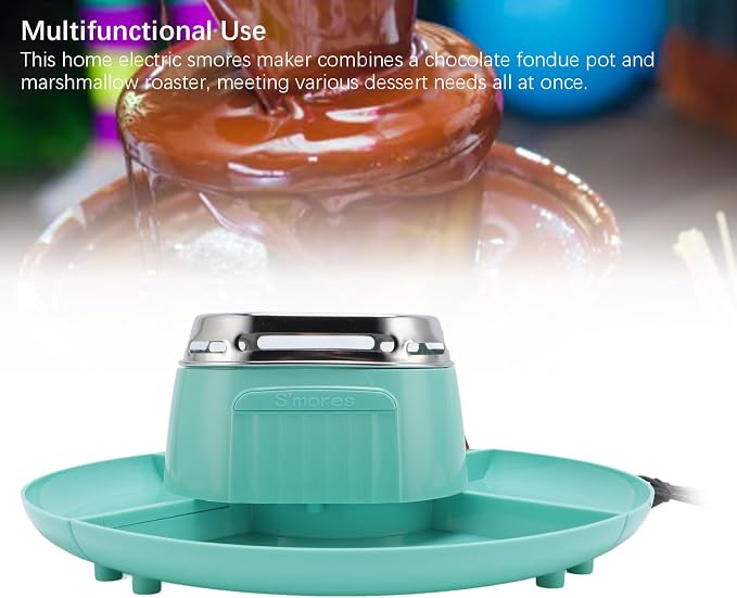 Tabletop Indoor Smores Maker with 4 Tray Electric Chocolate Roaster Adjustable Temperature Removable Trays for Party Gathering (US Plug 120V)