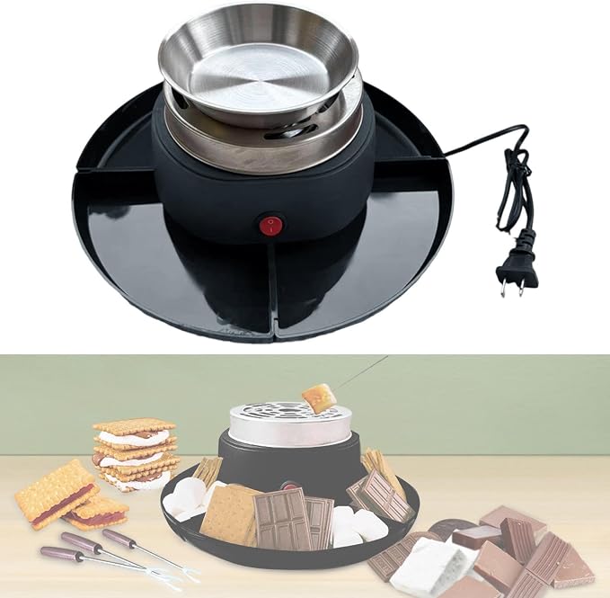 Electric Flameless Roaster with 4 Detachable Trays Marshmallow Roaster Kit for Indoor Holiday Wedding Parties- Black