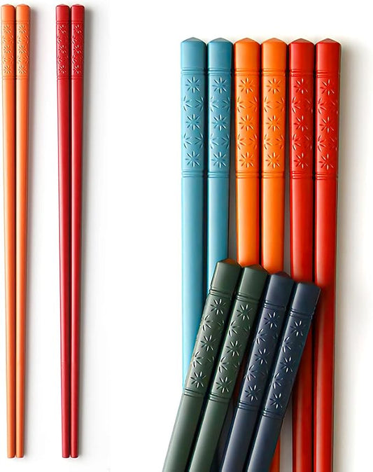 Chopsticks, YFWOOD 5 Pairs Fiberglass Chopsticks - Reusable Multicolor,Dishwasher Safe, Non-Slip,Japanese style-9.5 Inch