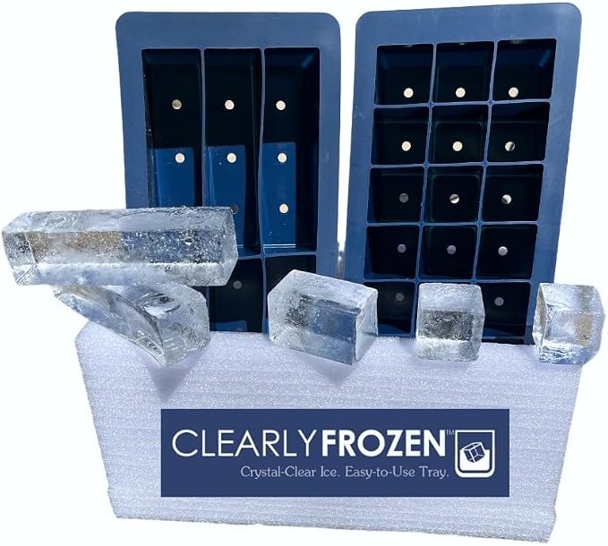 ClearlyFrozen® Ice Tray For Crystal Clear 1.3” Cubes & 5” Tall Drink Spears