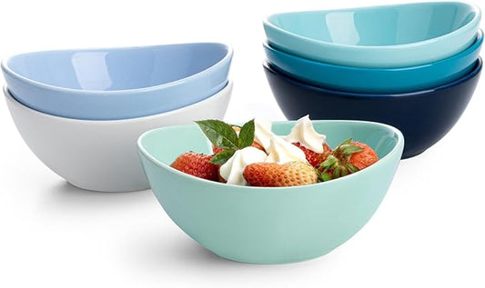 Sweese 10 oz Small Porcelain Bowls - Set of 6 - Ceramic Serving Bowls versatile for Cereal, Fruit, Dessert, Ice Cream, Snack & Yogurt - Shaded of Blue Colored