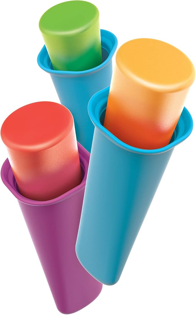 Zoku Summer Pops, 6 Squeezable Silicone Molds with Reusable Spill-resistant Lids and Tray, BPA-free