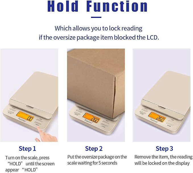 Fuzion Shipping Scale, 86 lb/0.1oz Digital Postal Scale for Packages | Hold & Tare, Package Scale, Mail Scale, Shipping Scale for Small Business, Parcel, LCD Display, Battery & AC Adapter Included