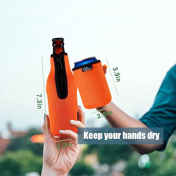 Beer Bottle Sleeve Insulators 12oz 330ml Standard Beer Bottle Cooler Covers Zip-up Bottle Jacket 12OZ Standard Can Sleeves Coolie Neoprene Insulator (Red)