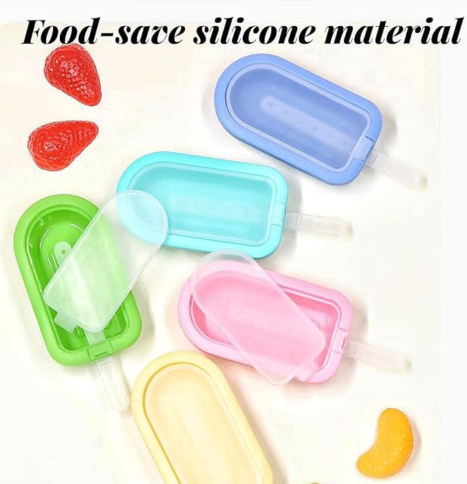4 Pack Oval Popsicle Mold Set 4 Pieces Silicone Popsicle Maker Ice Cream Molds DIY Frozen Ice Pop Molds Kitchen Accessories Easy Release Breastmilk Reusable BPA Free for Summer Homemade Cakesicles