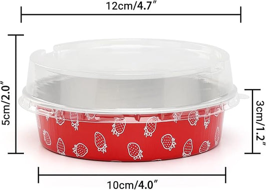 Beasea Disposable Mini Pie Pans with Lids, 100 Pack 4 Inch 8oz Aluminum Baking Foil Tins Small Round Tart Cups Containers for Individual Cupcake Dessert Muffin Cheesecake Ramekins Quiche Oven Dishes